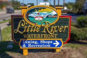 sign for Little River, SC waterfront